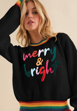 Load image into Gallery viewer, MERRY &amp; BRIGHT Ribbed Round Neck Sweater