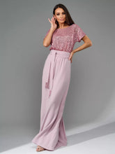 Load image into Gallery viewer, Full Size Sequin Round Neck Short Sleeve Wide Leg Jumpsuit