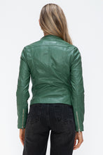 Load image into Gallery viewer, Kelly Faux Leather Zip Up Drawstring Hooded Jacket