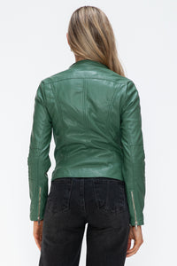 Kelly Faux Leather Zip Up Drawstring Hooded Jacket