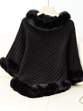 Load image into Gallery viewer, Darla Fuzzy Trim Three-Quarter Sleeve Poncho