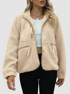 Valerie Pocketed Snap Down Sherpa Jacket