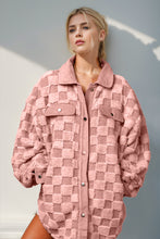 Load image into Gallery viewer, Effortlessly Chic Button Up Fuzzy Checkered Shacket