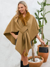 Load image into Gallery viewer, Under the Lights Fuzzy Trim Open Front Poncho