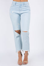 Load image into Gallery viewer, American Bazi High Waist Distressed Raw Hem Jeans