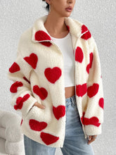 Load image into Gallery viewer, Still In Love with You Heart Zip Up Drop Shoulder Furry Jacket