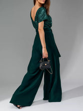 Load image into Gallery viewer, Full Size Sequin Round Neck Short Sleeve Wide Leg Jumpsuit