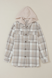 Carrie Plaid Removable Hood Button Up Shacket