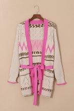 Load image into Gallery viewer, Savannah Contrast Tied Open Front Cardigan