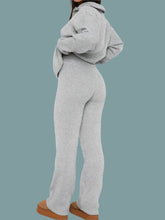 Load image into Gallery viewer, Quarter Zip Long Sleeve Top and Pants Set