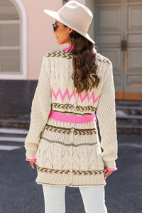 Savannah Contrast Tied Open Front Cardigan