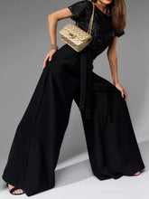 Load image into Gallery viewer, Full Size Sequin Round Neck Short Sleeve Wide Leg Jumpsuit