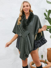 Load image into Gallery viewer, Under the Lights Fuzzy Trim Open Front Poncho