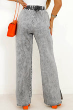 Load image into Gallery viewer, Henley Acid Washed Slit Drawstring Jeans