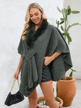 Load image into Gallery viewer, Under the Lights Fuzzy Trim Open Front Poncho