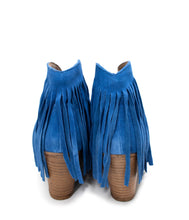 Load image into Gallery viewer, Amos Fringe Ankle Bootie in Blue Suede