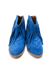 Load image into Gallery viewer, Amos Fringe Ankle Bootie in Blue Suede