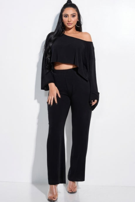 Back to Basics Slouchy Solid French Terry 2-Piece Pants Set