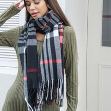 Load image into Gallery viewer, Cut From the Same Cloth Plaid blanket scarf with tassel