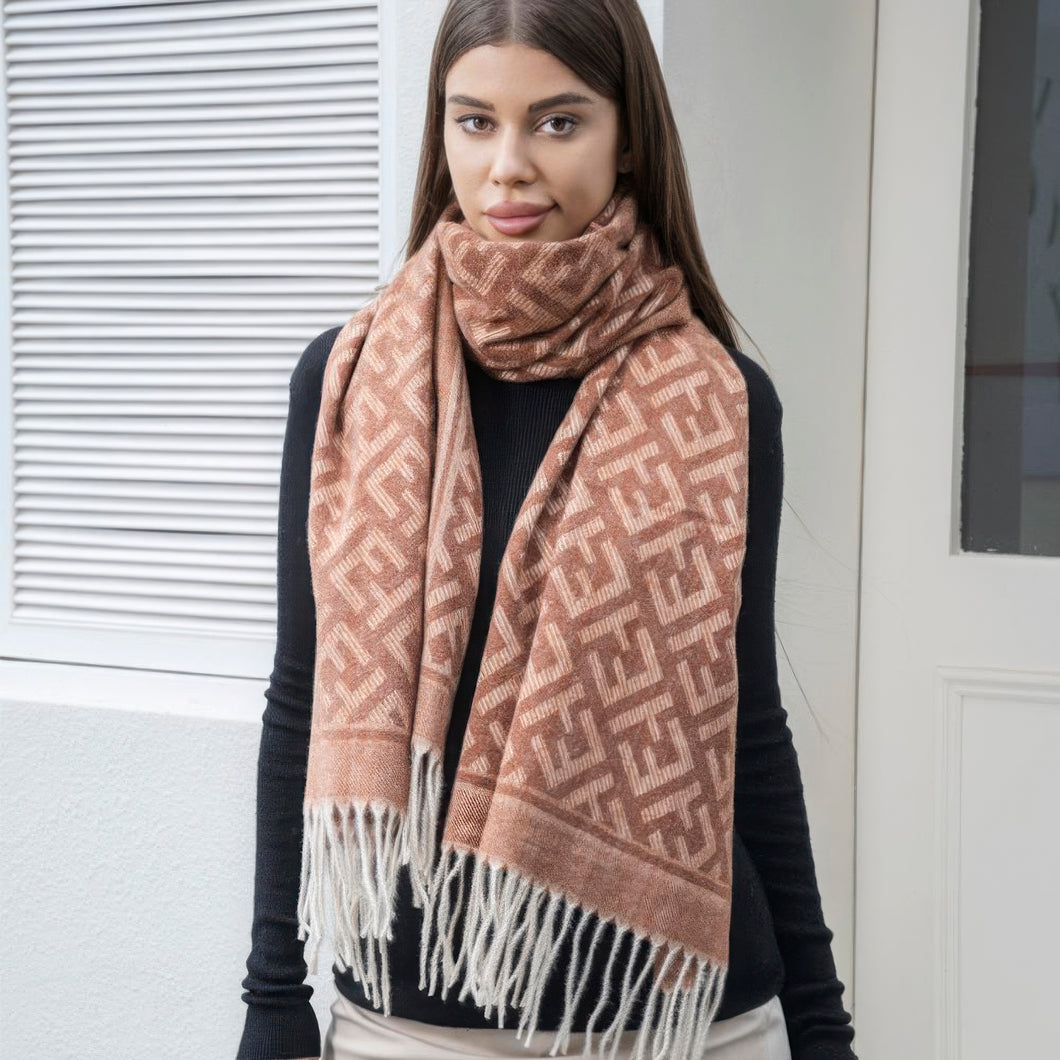 Go Getter Maze Pattern Blanket Tassel Scarf