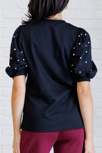 Load image into Gallery viewer, Diamonds and Pearls Puff Sleeve Top in Black