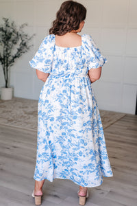 On Cloud 9 Square Neck Floral Dress in Blue