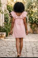 Load image into Gallery viewer, Cre8ed2luv's Ruffle Sleeve Bow Back Mini Dress