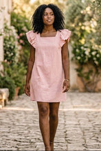 Load image into Gallery viewer, Cre8ed2luv's Ruffle Sleeve Bow Back Mini Dress