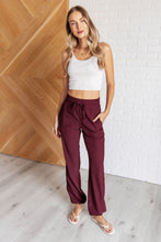 Load image into Gallery viewer, Runner&#39;s High Drawstring Joggers in Red Merlot