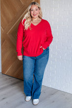 Load image into Gallery viewer, V-Neck Front Seam Sweater in Heather Red