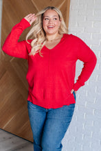 Load image into Gallery viewer, V-Neck Front Seam Sweater in Heather Red