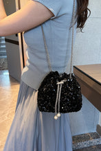 Load image into Gallery viewer, Sequin Chain Drawstring Bucket Bag