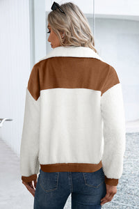 Audrey Corduroy Contrast Patchwork Fuzzy Jacket