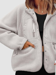 Valerie Pocketed Snap Down Sherpa Jacket