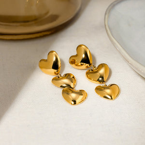 18K Gold-plated Tri-Heart Earrings