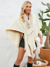 Load image into Gallery viewer, Under the Lights Fuzzy Trim Open Front Poncho