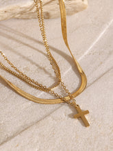 Load image into Gallery viewer, Love of God 18K Gold-Plated Three-Layered Cross Necklace