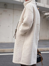 Load image into Gallery viewer, Scarlett Plus Size Drawstring Zip Up Turtleneck Sherpa Coat