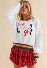 Load image into Gallery viewer, MERRY &amp; BRIGHT Ribbed Round Neck Sweater