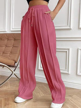 Load image into Gallery viewer, Drawstring Wide Leg Pants with Pockets