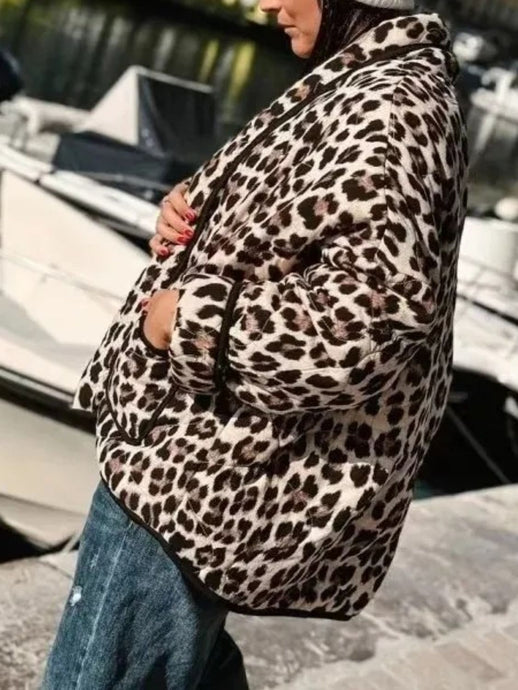 Nova Leopard Open Front Long Sleeve Outerwear