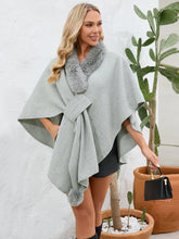 Load image into Gallery viewer, Under the Lights Fuzzy Trim Open Front Poncho