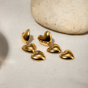 18K Gold-plated Tri-Heart Earrings