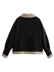 Isla Fuzzy Collared Neck Long Sleeve Jacket