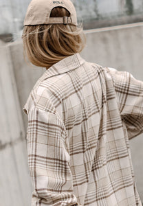 Carrie Plaid Removable Hood Button Up Shacket