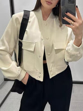 Load image into Gallery viewer, Ella Pocketed Snap Down Baseball Collar Jacket