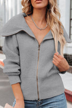 Load image into Gallery viewer, Justiana Zip Up Flared Collar Cardigan