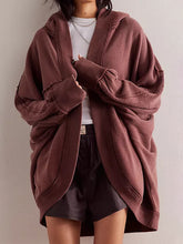 Load image into Gallery viewer, Jackie Exposed Seam Open Front Batwing Sleeve Hooded Cardigan