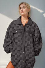 Load image into Gallery viewer, Effortlessly Chic Button Up Fuzzy Checkered Shacket