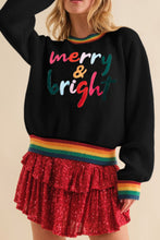 Load image into Gallery viewer, MERRY &amp; BRIGHT Ribbed Round Neck Sweater